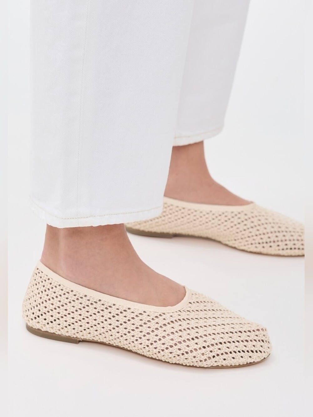 STAUD Beige Woven Loafers 39.5